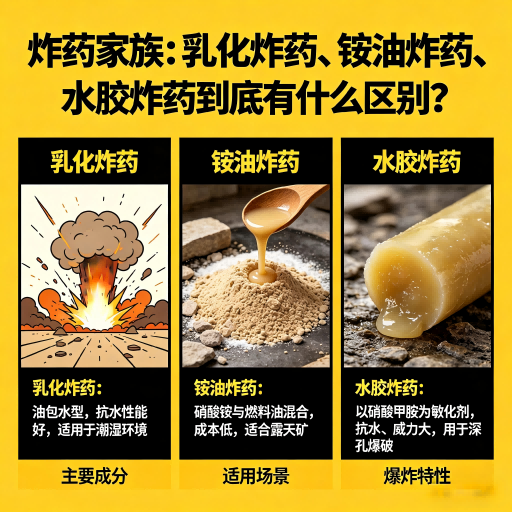 临湘炸药家族：乳化炸药、铵油炸药、水胶炸药到底有什么区别？